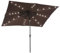 Outsunny Sombrilla Terraza Exterior con Luces LED 268x205x248 cm Sombrilla de Jardín con Techo Inclinable hasta 45° Solares Poste de Acero y Manivela Parasol para Patio Terraza Marrón