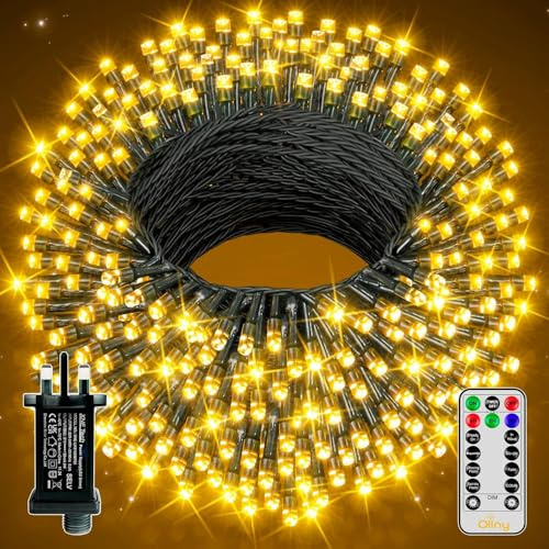 Ollny Outdoor Fairy Lights, 100m 1000 LEDs, Warm White, Mains Powered