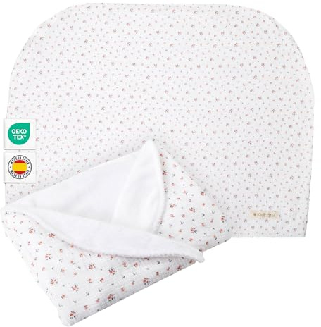 MIMUSELINA Manta Arrullo Bebe Recien Nacido Invierno | 2 en 1 Manta Bebes y Arrullo para Bebes | Suave de Algodon y Coralina 90x70cm | Calido y Ligero | Fabricado en España | Blossom