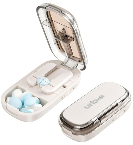 Eabdice Separatore di Pillole a Lama Portatile Ideale, Tglia Pillole per Pillole Multiple, per Anziani,Bambini,Animali, per Viaggi e Animali Domestici, Uso Quotidiano (Bianco)