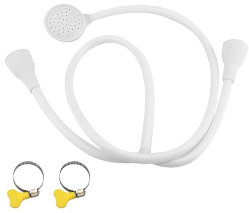 KFSCIP Double Tap Shower Attachment, Shower Hose for Bath Taps with 1.5m Flexible Pipe, Easy Installation for Pet Bathing, Hair Washing, and Bathroom Cleaning, Includes 2 Clamps