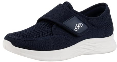 Vandringsskor för dam - komfortsko för dam fotavlastning korg andningsbara lätta sneakers skor låga sneakers tjock sula sko breda fötter sneaker utomhusskor, Färg: blå, 36 EU