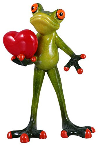 KJHBV Kreative Resin Froschfigur mit Herzmotiv Lebensechte Schreibtischdekoration für Haus und Garten 3D Party Ornament aus Harz