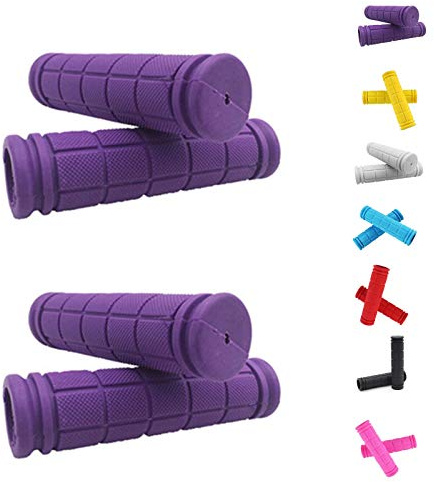 Helonge Bike Handlebar Grips, Non-Slip Rubber Bicycle Handle Bar Wraps for Kids Bikes(7 Colors) (Purple)