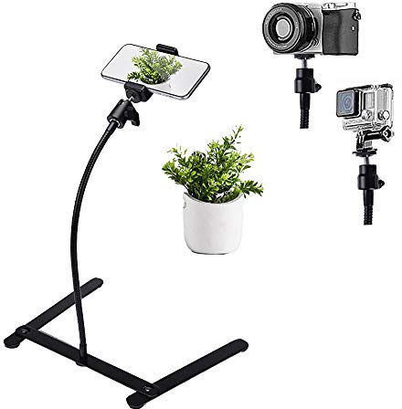 Photo Copy Pico Projector Stand Overhead Tripod Video Stand Phone Mount Flexible Tabletop Stand for Live Streaming Video Recording Vlog YouTube Teaching Cooking Crafting Demo Drawing Recording