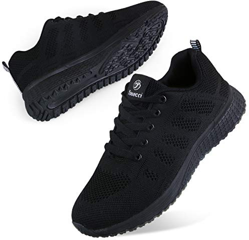 Youecci Zapatillas de Deportivos de Running para Mujer Deportivo de Exterior Interior Gimnasia Ligero Sneakers Fitness Atlético Caminar Zapatos Transpirable Negro 36 EU