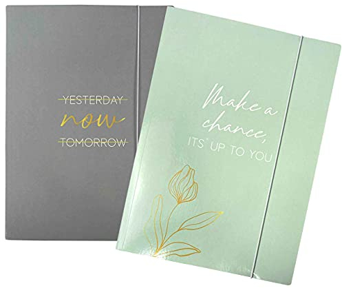 Papierdrachen 2 hochwertige Sammelmappen für Jugendliche und Erwachsene | DIN A4 | Motiv Mint Gold - Heftsammler - Dokumentenmappe - Set 7