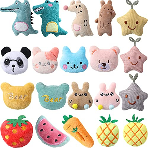 Gejoy 20 Pieces Catnip Toys for Indoor Cat Plush Kitten Cat Chew Toys Catnip Kitten Entertaining Interactive Dolls(Lovely)