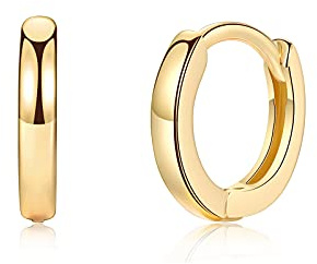 Creolen Silber 925 Klein Ohrringe Creolen Gold für Damen Herren Mädchen (8mm/10mm/12mm) | 14k Vergoldet Huggies Silber Schlafen Ohrringe Breite 2mm