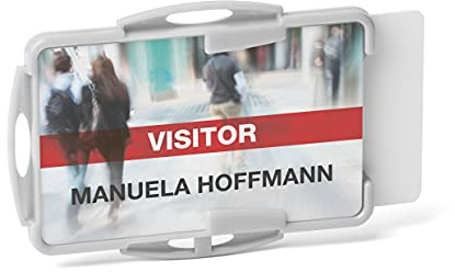 Durable Ausweishalter für 2 Karten, Kartenhalter, 10 Stück, grau, 898910 | Offene Ausführung, für Hochformat & Querformat, aus Kunststoff, ideal für Clip, Band oder Ausweisjojo