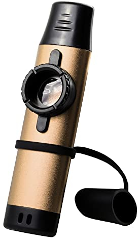 MEELAND Kazoo Performance Metall-Kazoo geeignet für die Verwendung mit Gitarren, Ukulelen und anderen Instrumenten, 5 Ersatzflöten, inklusive Blau (Gold)