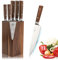 Bloc à couteaux avec ensemble de couteaux de cuisine | 1 bloc de bois | 5 couteaux | Couteau de chef 20 cm, couteau à pain 20 cm