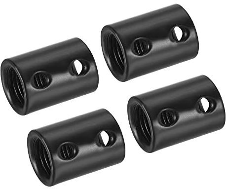 sourcing map 4 Stück Runde Überwurfmutter M10 M4 Gewindehülse Stehbolzen Stangenadapter Rohrverbinder Schwarz