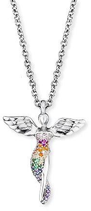 Engelsrufer Damen Halskette aus Sterling Silber mit Engel Anhänger, Karabinerverschluss, in zwei Längen verstellbar, nickelfrei, Allergiker geeignet