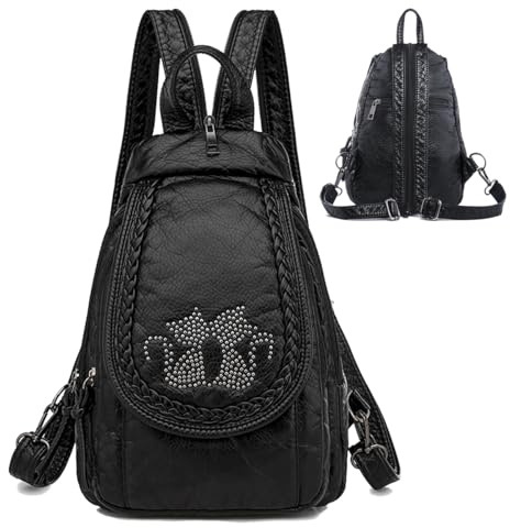 HUAZHIMAO Damen Rucksack Klein PU Leder Rucksäcke Elegant Kleiner Rucksackhandtaschen Mädchen Wasserdichte Backpack Daypack Mini Cityrucksack