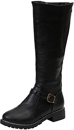2022 Femmes Bottes Hautes Genoux Bottes D'éQuitation Pour Femmes Bottes De Cowboy Confortables Tirer Sur Les Bottes D'Hiver D'Automne 2022 Bottines Femme Automne Hiver Vintage Mode Cuir