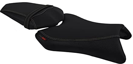 Moto Discovery Funda de Asiento Compatible con Yamaha FZ1-N Fazer 2006-2015 Negra con Costuras Gris Oscuro