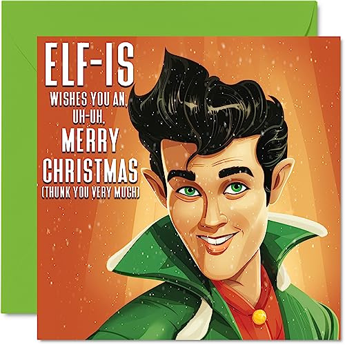 Stuff4 Lustige Weihnachtskarten für Damen und Herren, Elf-is | Merry Xmas Weihnachtskarte für Schwester, Bruder, Cousin, Onkel, Tante, Mutter, Vater, Oma, Großvater, 145 mm x 145 mm