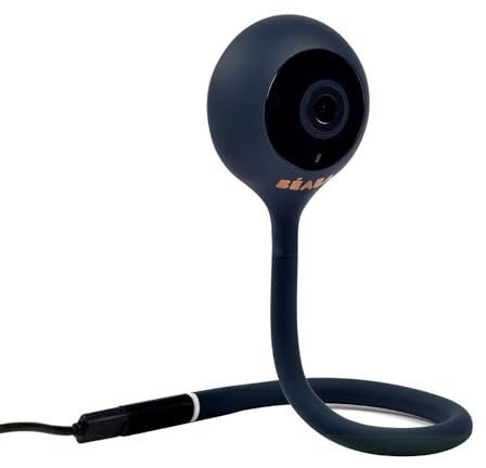 Béaba, Video baby lyssnande, Zen Connect-babymonitor, 1090p Full HD-kamera, walkie-talkie, lång räckvidd, mobil och WiFi-anslutning, vaggvisor, flexibelt skaft, nattblå