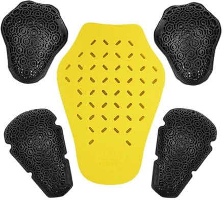 Okiyakusama Protector de Espalda para Moto, Almohadilla de Protección, Chaqueta Trasera de Motocicleta, Inserto Protector de Armadura de Columna Vertebral para Hombre y Mujer (Conjunto Amarillo)
