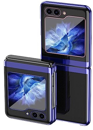 MOJIA fodral till Samsung Galaxy Z Flip6 (Z Flip 6) galvaniserande ram stötfångare plätering skyddande fodral smal reptåligt transparent telefonfodral. Blå