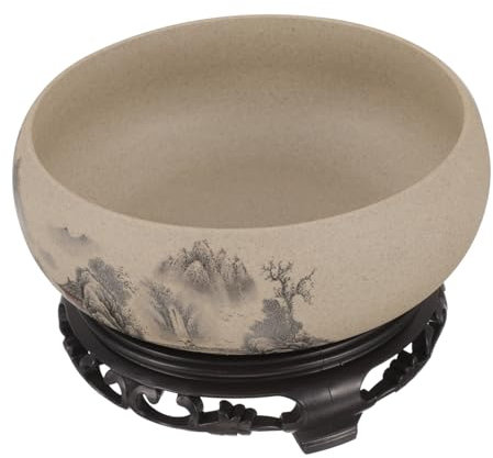 BESPORTBLE Pots Succulents Bol De Lotus Rond Peu Profond De 7 Pouces Grands Pots À Bonsaï avec Support Vase Chinoiserie Chinoise pour Plantes D'intérieur Fleur De Cactus en Céramique