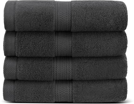 Myooka Badetuch Duschtücher Handtücher Saunahandtuch-Set Badehandtücher 100% Frottee Baumwolle 500g / m² | 50x100 cm oder 70x140 cm Grau, Schwarz, Lila oder Weiß (4er Set Grau, 70x140 cm)