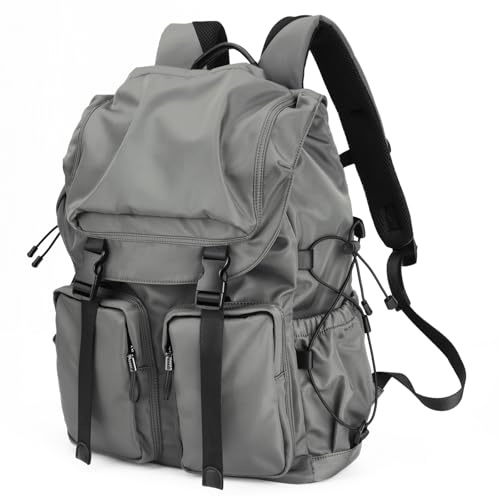 BJIAX 30 L Årgång Vattentålig Skolryggsäck laptop ryggsäck Män och Kvinnor college ryggsäck för bärbar dator på 15,6 tum, stor reseryggsäck, Unisex Casual Daypack, vattenavvisande dagväska, Grå