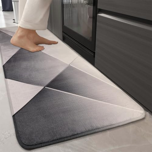 Yugarlibi Läufer Flur Teppich rutschfest 60x200 cm, Wohnzimmer Schlafzimmer Läufer Waschbar Schmutzabweisend Küchenläufer Modern Flur Teppich Läufer für Küche Innen Wohnraum, Grau