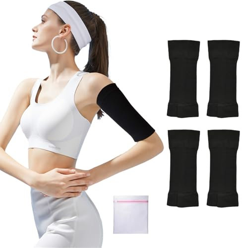 VEGCOO 2 Manches de Bras Amincissantes Femme, Manches de Compression de Bras + 1 Sac à Linge, Manchon De Bras Élastique, Shapers de Bras de Compression pour Anti-odème Gonflement (noir)