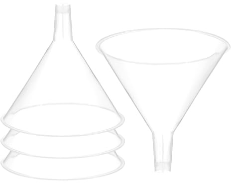 PATIKIL 6 Inch Embudo De Plástico Transparente 4 Pcs Embudo De Transferencia Multiusos Con Boca Ancha Y Pico Largo Para Llenar Botellas De Agua Líquido Laboratorio Especias Polvo Aceite