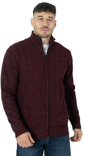 NOROZE Men's Cardigans with Pockets | Mens Cardigan Lightweight Plain Knit Turtleneck Sweater | Slim Fit Roll Neck Pullover | Long Sleeve Warm Winter Knitwear | Casual Stand Collar Jumper for Men