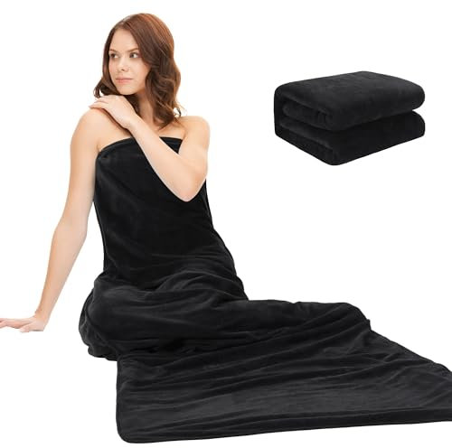 ROYALAY Sauna Towel, Absorbent Sauna Blanket Insert, Luxury Sauna Accessory, Black, Microfiber