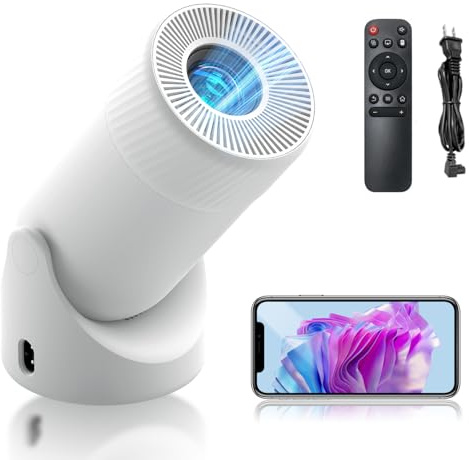 AOC Mini Projector with WiFi and Bluetooth, Smart Projector Full HD 4K Support with 180° Rotation Adjustment, 220 ANSI,8000 Lumens,Vertical Auto Keystone Correction, Short Throw Projector for Phone