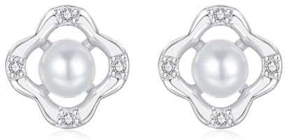 Estrellique Silber 925 Ohrstecker für Damen Mädchen, 925 Sterling Silber Ohrringe mit Cubic Zirkonia, Kleinen Unregelmäßige Quadrat Perlen Ohrstecker, Hypoallergen Knorpel Einfach Ohrschmuck Geschenke