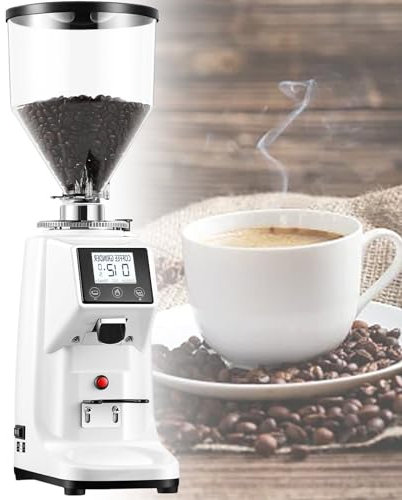 vnmudzeo Moulin à Café Expresso Professionnel, Capacité De 200 G/500 G, avec 19 RéGlages De Mouture PréCis - De Fin à Grossier,White-1500ml
