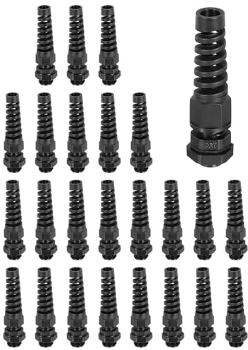 sourcing map 30 Pcs PG7 Cable Glands Adjustable 3-7mm PA66 Nylon IP68 Waterproof Connectors with Dual Seals Anti-Corrosion for Industrial/Outdoor Electrical Systems