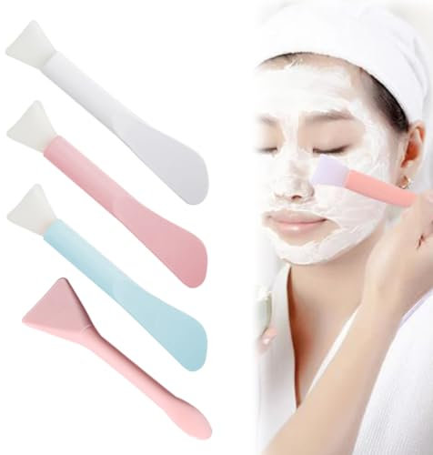 MOLZINY 4 pezzi pennelli per maschere facciali silicone Cucchiaio crema doppia testa Maschera Facciale Applicatore Professionale Raschiatori Cosmetici per applicatori di maschere per il viso morbide