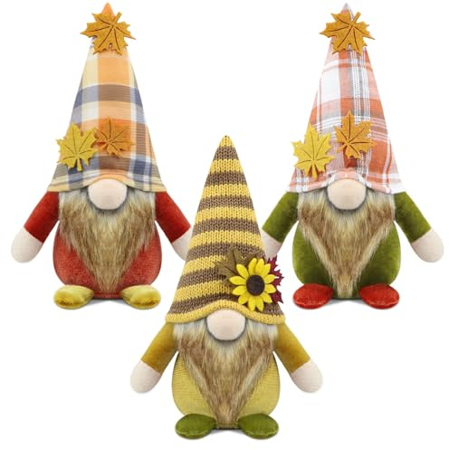 Gehydy Decorazioni Autunnali Gnomi Set di 3 Autunno Gnomo Peluche Home Decor per Casa Cucine