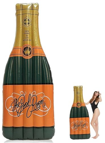 Rwigeboo Flotas de la Piscina Inflable Champagne en Forma de biberón Tumbona 75x31.5x8 flotadores de PVC para Adultos Altos flotadores de tumbonas de Verano