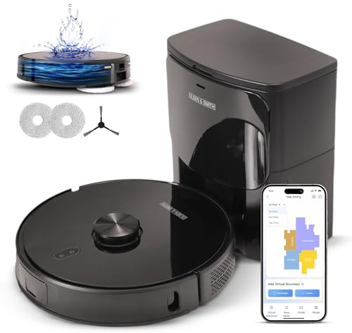 Olsen & Smith Smart Robot Vacuum Cleaner with Mop, 6500Pa Strong Suction, Laser Navigation Robotic Vacuum Cleaning with Mopping for Hard Floors and Carpets, 3L Self-Empty Station, App Control