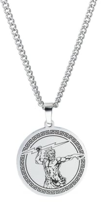 fycouyee Schmuck Edelstahl antike griechische Mythologie Olympus König der Götter Zeus Medaillon Anhänger Herren Halskette