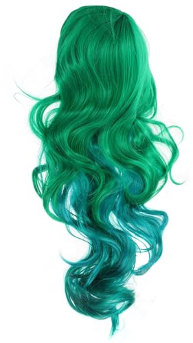 NIYANGLE Peluca Larga Sintética Verde para Mujeres Disfraz Cosplay para Fiestas y Ocasiones Especiales y Mano