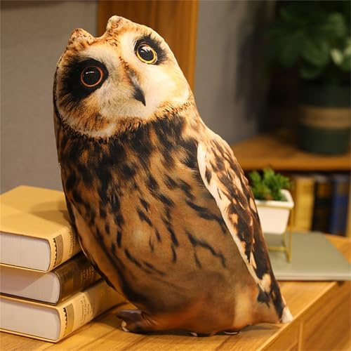 Ueiwffzo Eule Plüschtier Zierkissen Kuschelkissen Kinder, Simuliert Eule Kuscheltier, Stofftier Weiche Kuscheltiere Kinderkissen Flauschige Kissen Plüschtiere Geschenk für Kinder (D)