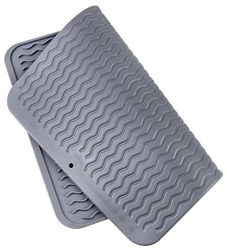 GRIRIW Alfombrilla de Silicona para Escurrir Platos Mat de Drenaje Antideslizante con Diseño de para Secar Utensilios Resistente y de Limpiar