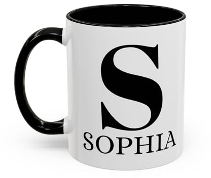 Custom Letter Monogram Personalised Coffee Mug with Name Initial, 11oz | Custom Letter Monogram Ceramic, Matching Couple Gift, Custom Birthday / Anniversary / Housewarming Gift, For Women & Men