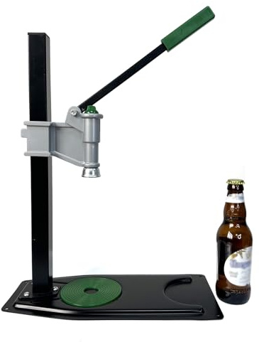 Máquina de envasado al vacío profesional y tapadora de botellas de cerveza con palanca automática, ajustable de 10 a 50 cm de altura para tapas de 26 a 29 mm, almohadilla de goma antideslizante para