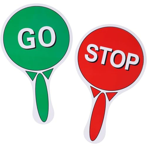 2 cartelli Stop and Go con maniglia, segnale stop & go su entrambi i lati per insegnare la sicurezza del traffico
