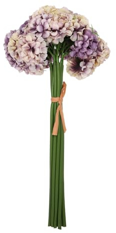 sourcing map Artificial Flowers Faux Ball Chrysanthemum, Artificial Ball Hydrangea Bridal Wedding Bouquet Fake Flowers with Bendable Stems for Vase Home Wedding Party Coffee, Autumn Lavender
