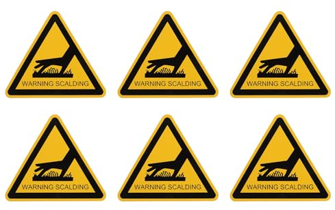 POPETPOP 6 Adesivi di Avvertimento per Superfici Calde 4x3 in Vinile Autoadesivo Resistente alle Intemperie Segnale Triangolare di Sicurezza Arancione per Macchinari Industriali